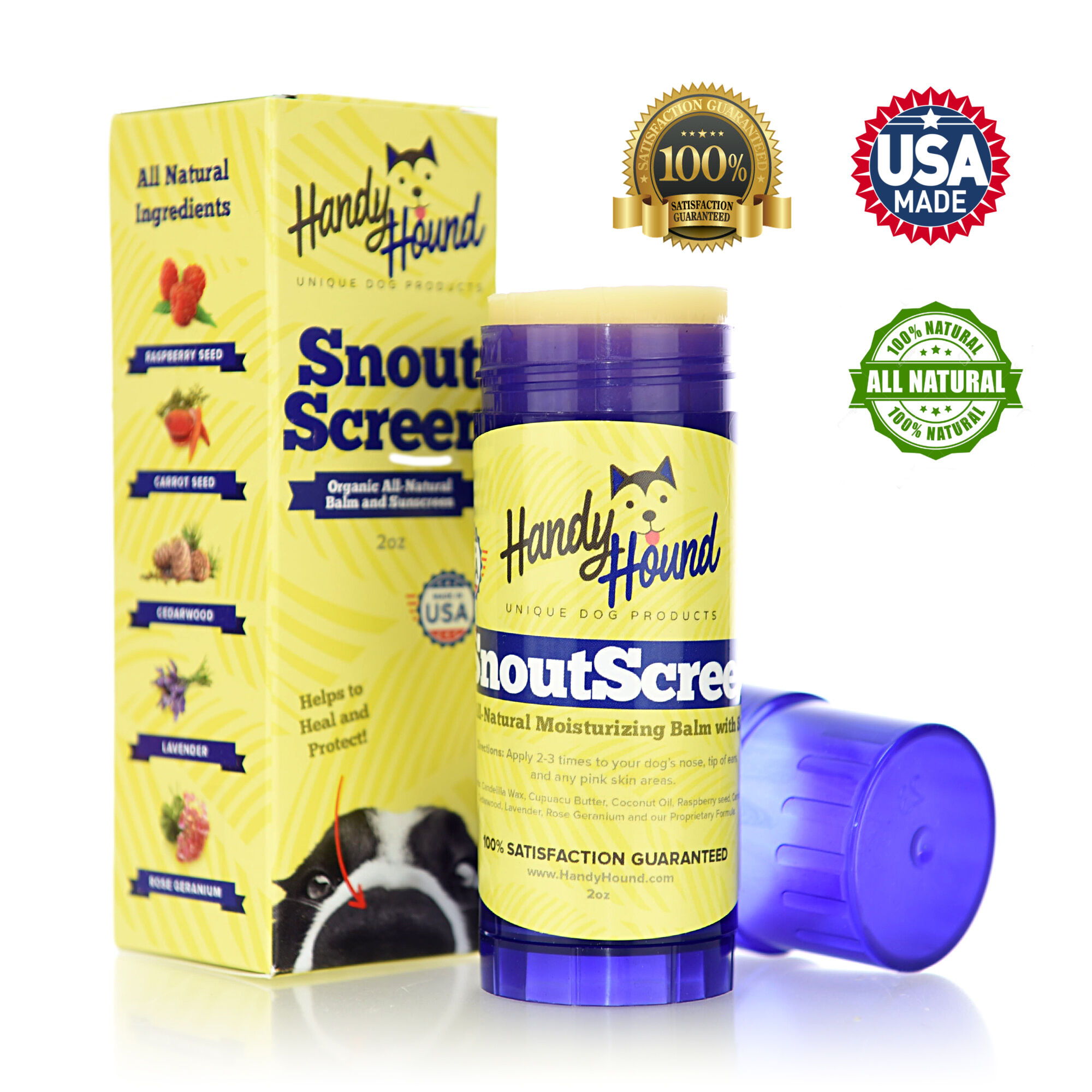 SnoutScreen - All natural sun protection for you dog's snout, paw, and bare spots.  